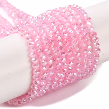3347 glaspärla electro, fasett rondell 3x2mm rosa