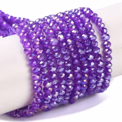 3348 glaspärla electro, fasett rondell 3x2mm lila