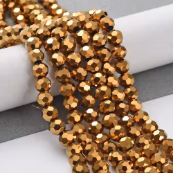 3353 glaspärla fasett rund 6x5mm guld