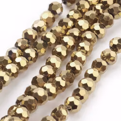 3355 glaspärla fasett rund 4mm guld