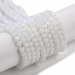 3358 glaspärla fasett rund genomfärgad 4mm vit