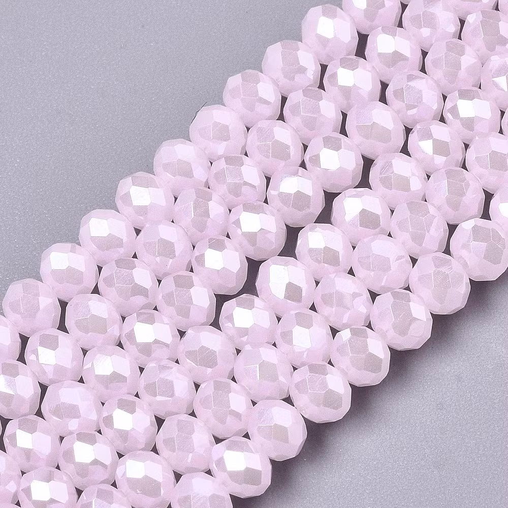3360 glaspärla imiterad jade fasett rondell 4x3mm rosa