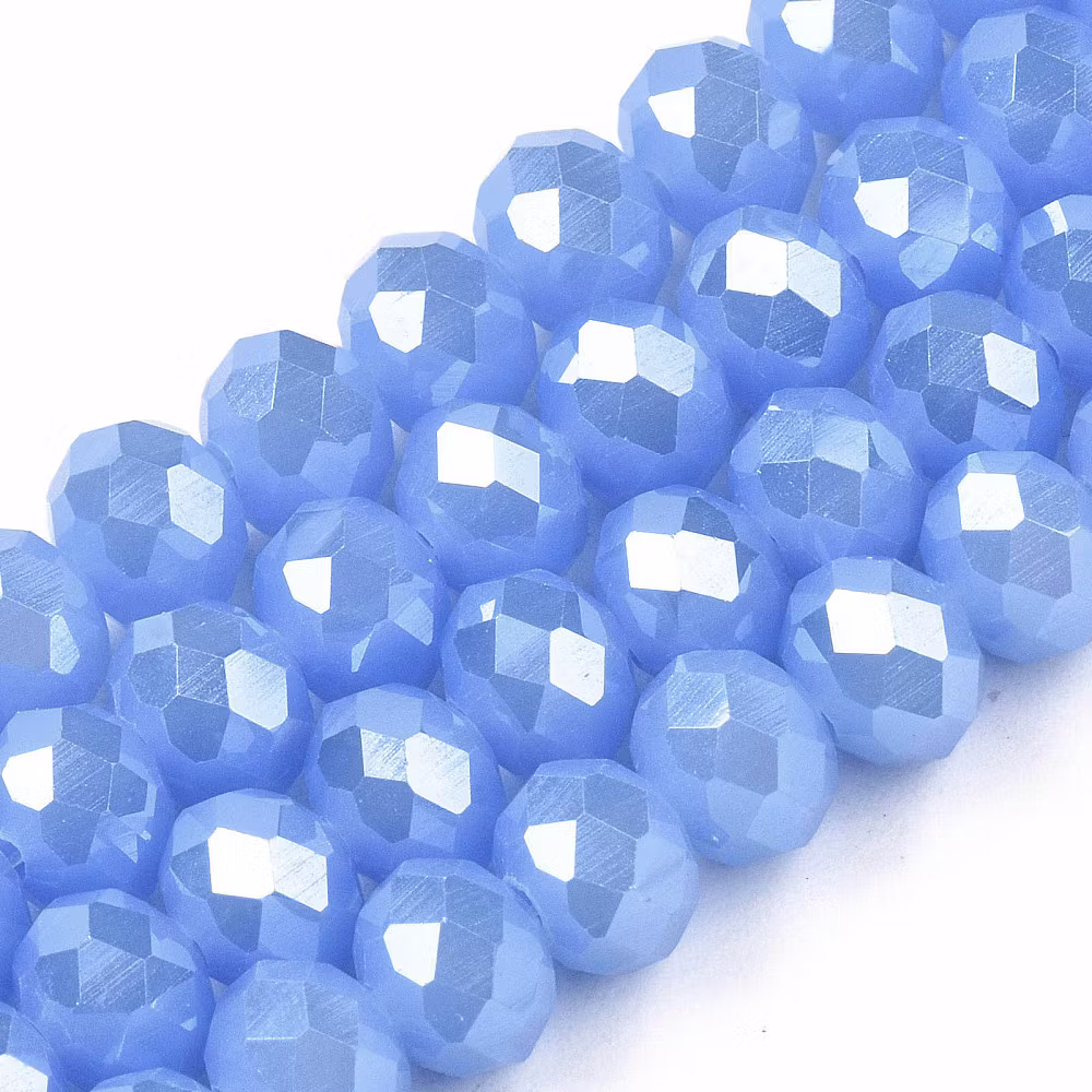 3361 glaspärla imiterad jade fasett rondell 4x3mm cornflower blue