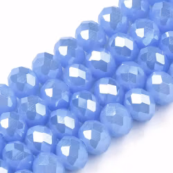 3361 glaspärla imiterad jade fasett rondell 4x3mm cornflower blue