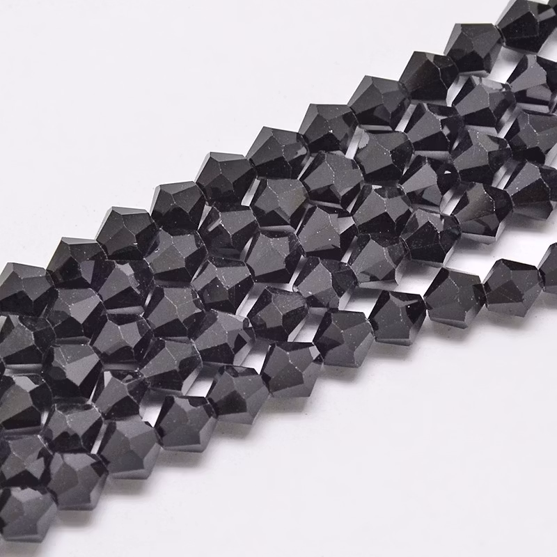 3363 glaspärla bicones 6x6mm svart