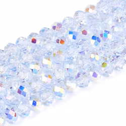 3366 glaspärla fasett rondell halvab 3,5~4x3 mm ljusblå