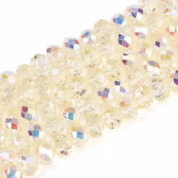 3369 glaspärla fasett rondell halvab 3,5~4x3 mm lemon chiffon