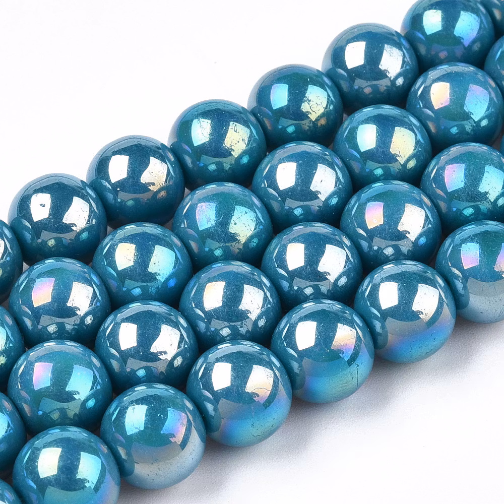 3372 glaspärla elektro rund 6~6,5mm steelblue