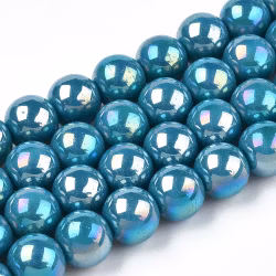 3372 glaspärla elektro rund 6~6,5mm steelblue