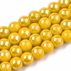 3373 glaspärla elektro rund 6~6,5mm gold