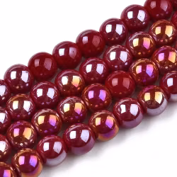 3374 glaspärla elektro rund 6~6,5mm mörkröd