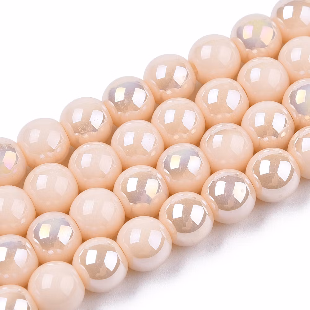 3375 glaspärla elektro rund 6~6,5mm peachpuff