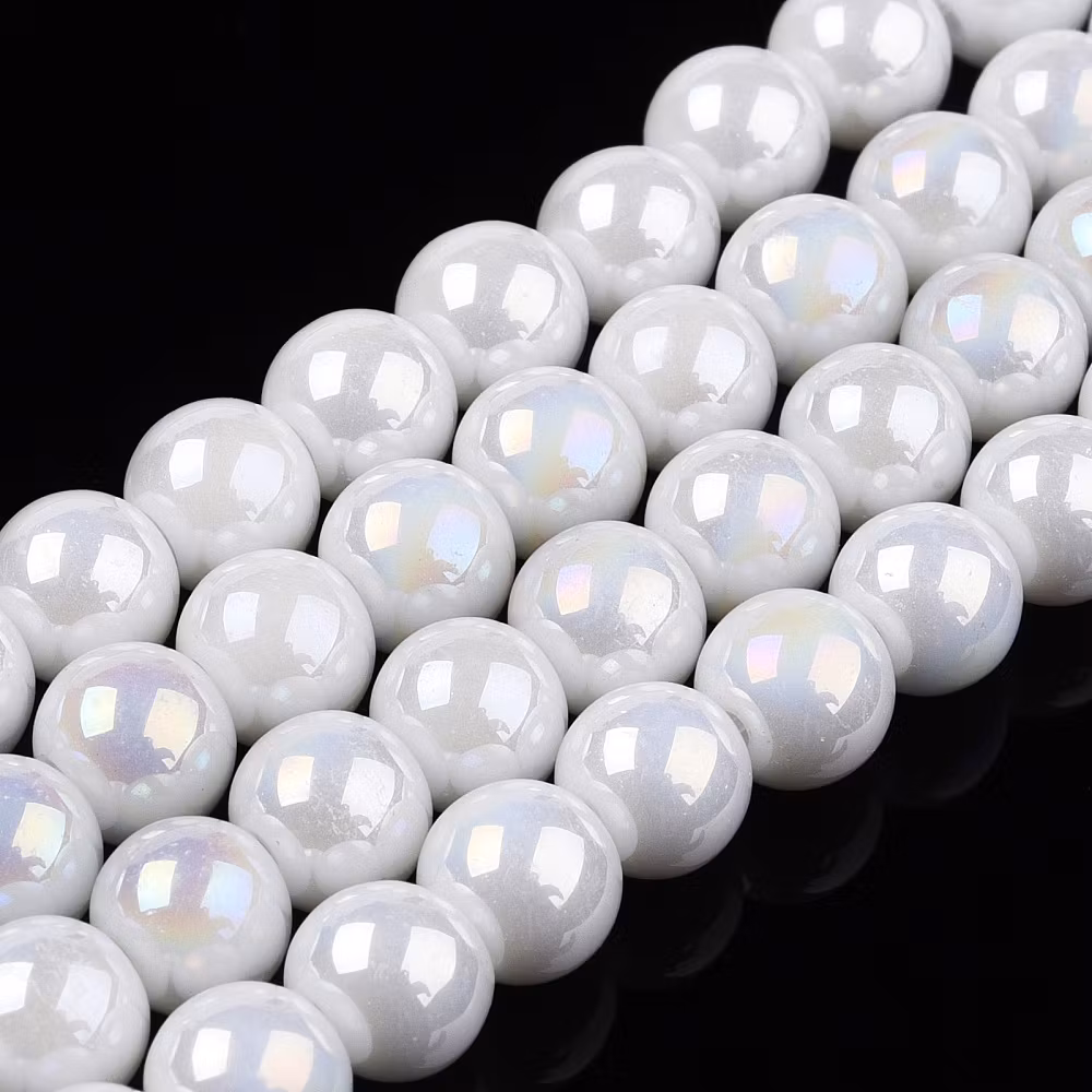 3376 glaspärla elektro rund 6~6,5mm vit