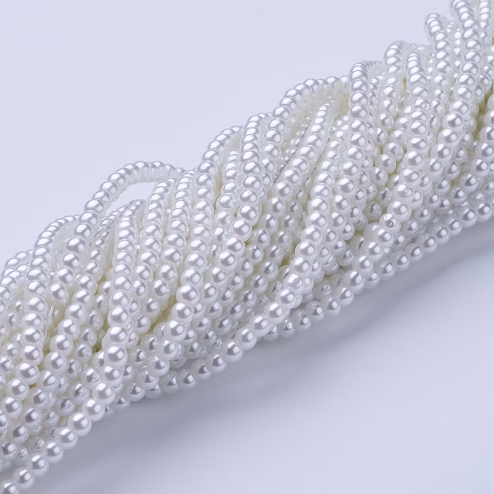 3384 glaspärla rund 3~4mm vit