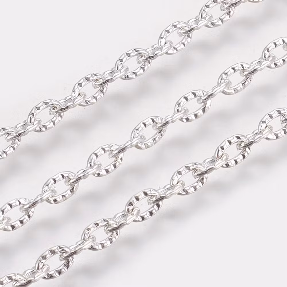 3395 Kedja silverpläterad med textur 4,2x3x0,8mm