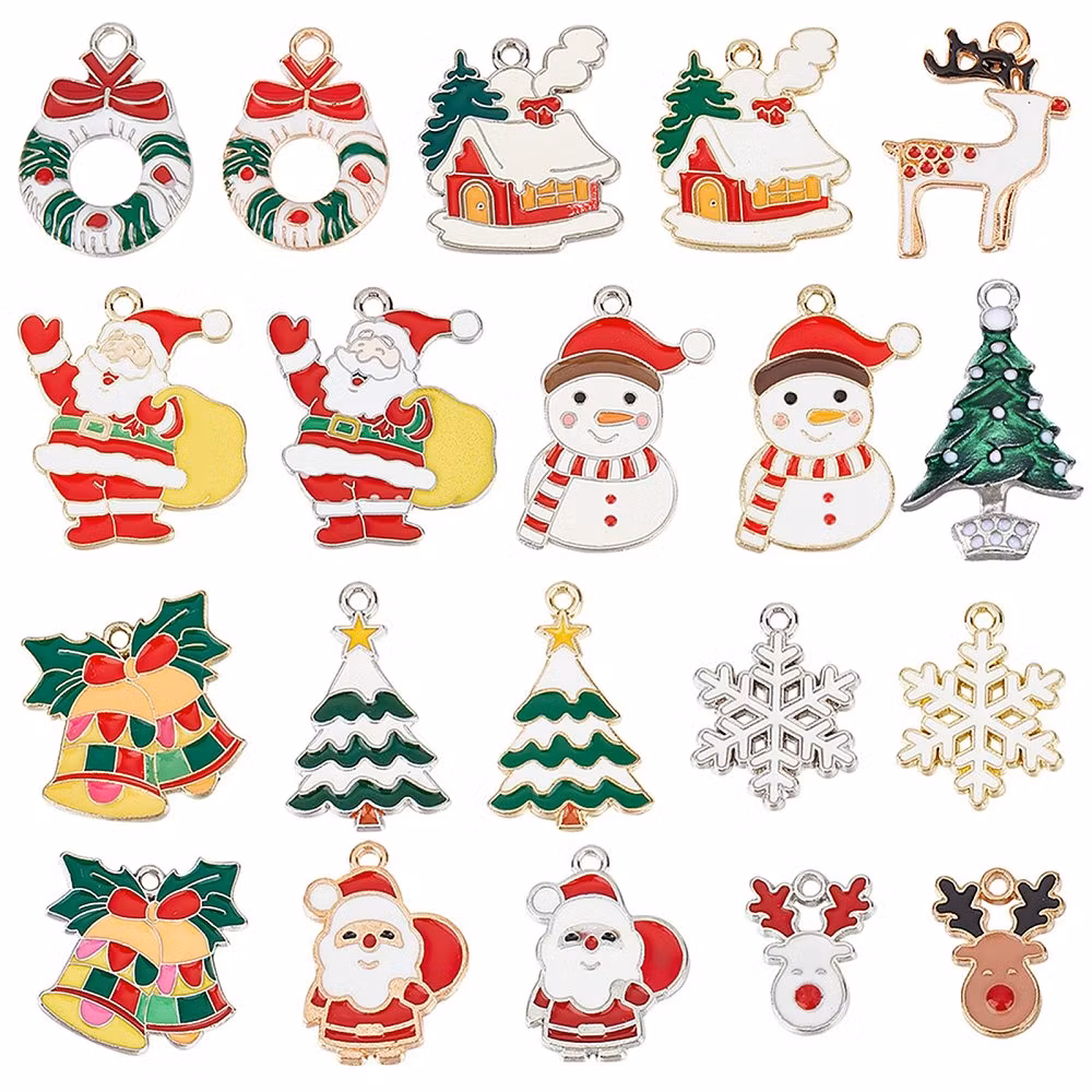 3397 Berlocker emaljerade, julpaket 40 pack