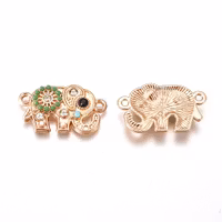 3399 Berlock/länk kristallstrass elefant guld 1stk