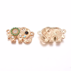 3399 Berlock/länk kristallstrass elefant guld 1stk
