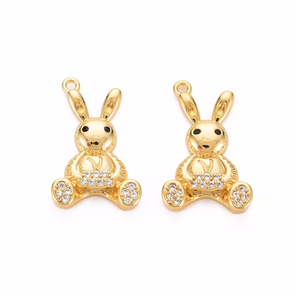 3408 Berlock kanin med kubiska zirkonia 18k-guldplätering 1stk