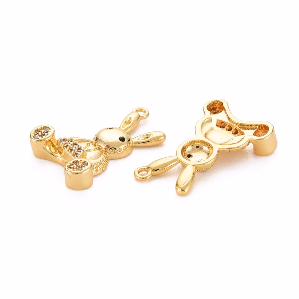 3408 Berlock kanin med kubiska zirkonia 18k-guldplätering 1stk