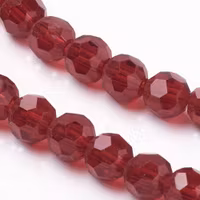 3456 Glaspärla fasett rund 4mm mörkröd