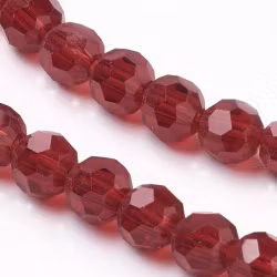 3456 Glaspärla fasett rund 4mm mörkröd