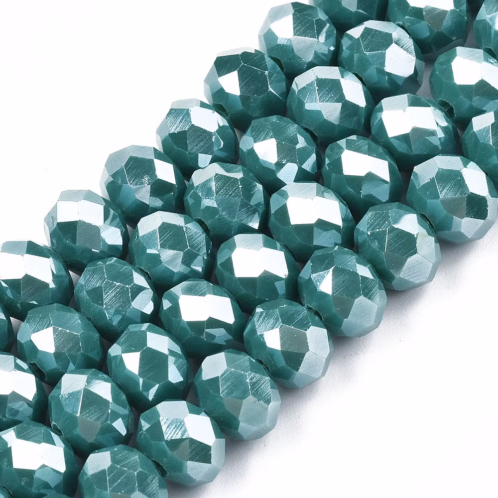 3464 Glaspärla rondell 6x5mm dark cyan
