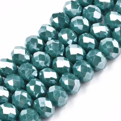 3464 Glaspärla rondell 6x5mm dark cyan