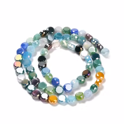 3466 Glaspärla platt fasetterad 8x4,5mm mixad färg
