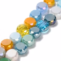 3466 Glaspärla platt fasetterad 8x4,5mm mixad färg