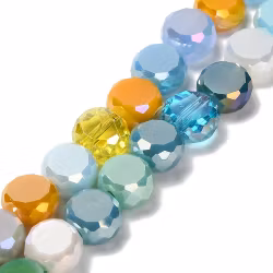 3466 Glaspärla platt fasetterad 8x4,5mm mixad färg