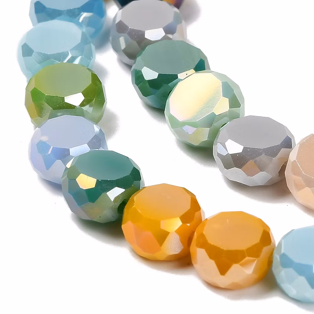 3466 Glaspärla platt fasetterad 8x4,5mm mixad färg