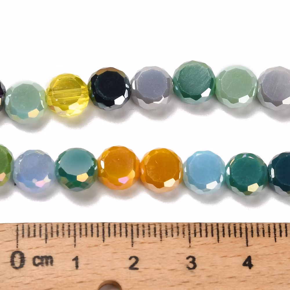 3466 Glaspärla platt fasetterad 8x4,5mm mixad färg