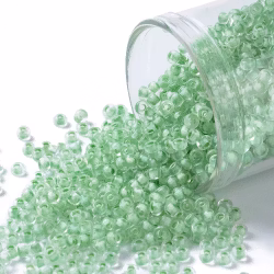 Toho 11/0 ( 975 ) inside color crystal/neon sea foame lined 11/0, 10gram