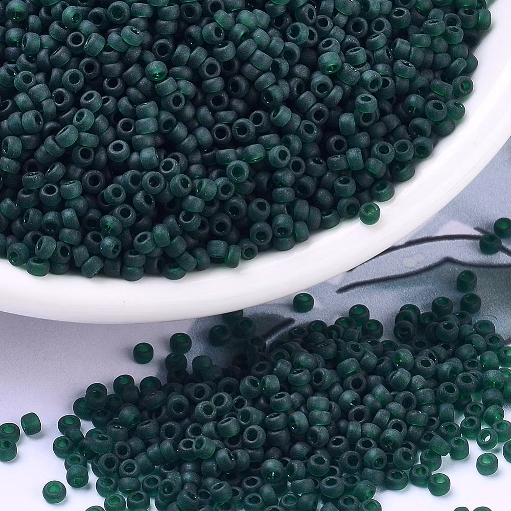 RR0156F Miyuki seed beads matt transparent dark emerald 11/0, 10gram