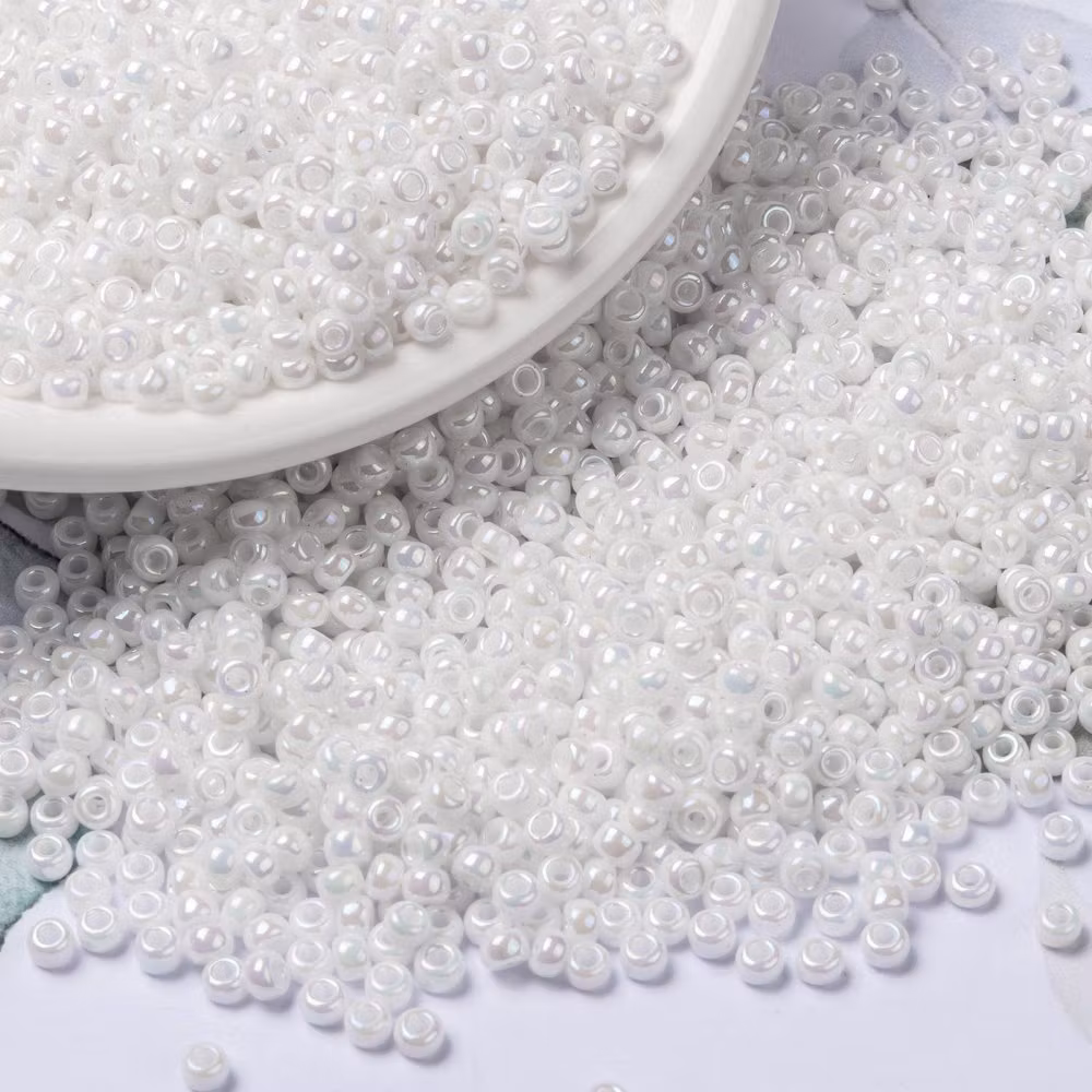 RR471 Miyuki seed beads white pearl ab 8/0, 10gram