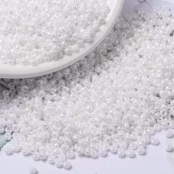 RR471 Miyuki seed beads white pearl ab 8/0, 10gram