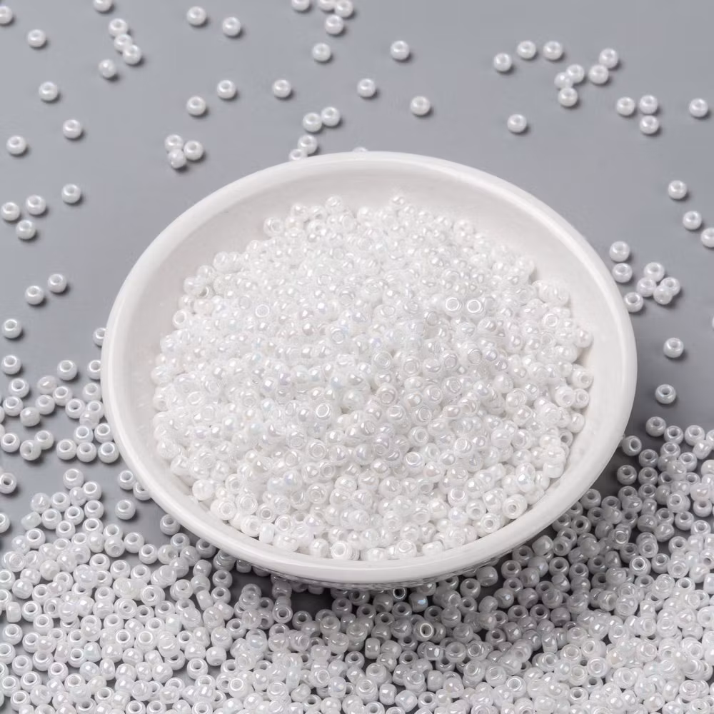 RR471 Miyuki seed beads white pearl ab 8/0, 10gram