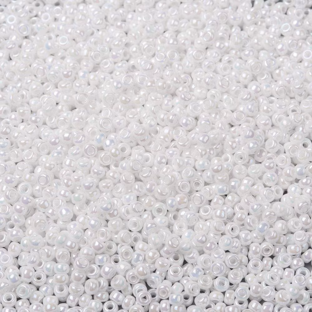 RR471 Miyuki seed beads white pearl ab 8/0, 10gram