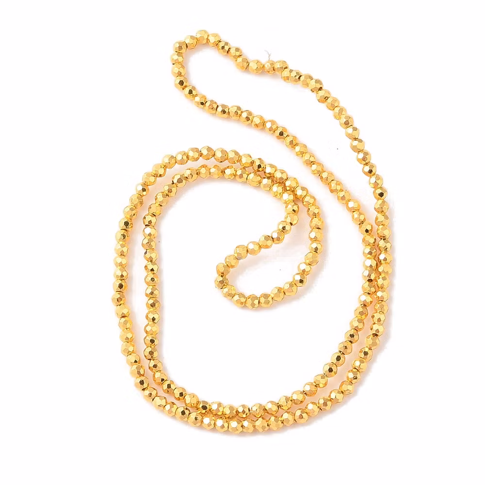 3503 Glaspärla fasett rund electro 2x2mm GULD