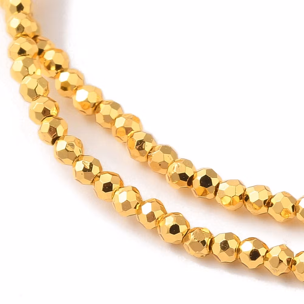 3503 Glaspärla fasett rund electro 2x2mm GULD