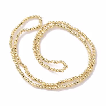 3504 Glaspärla fasett rund electro 2x2mm ljus guld