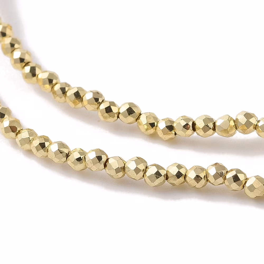 3504 Glaspärla fasett rund electro 2x2mm ljus guld