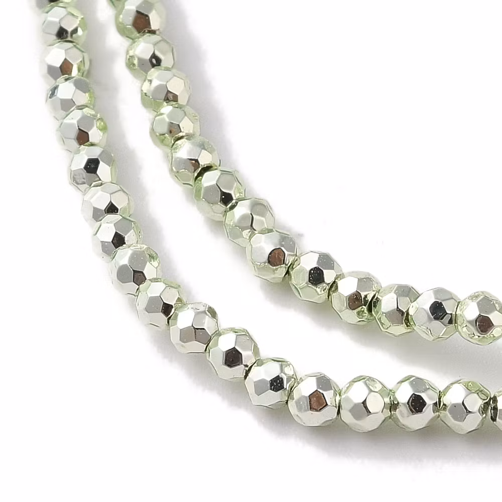 3505 Glaspärla fasett rund electro 2x2mm GRÖN