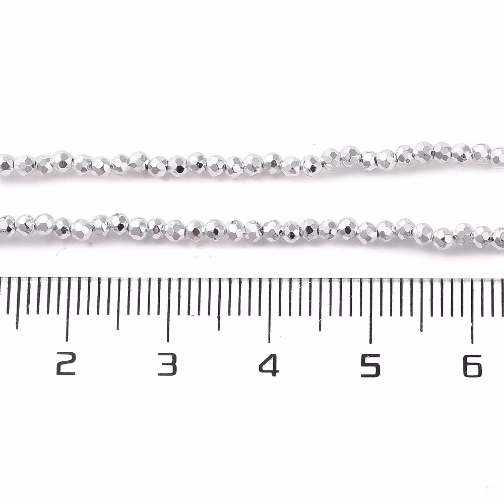 3506 Glaspärla fasett rund electro 2x2mm SILVER