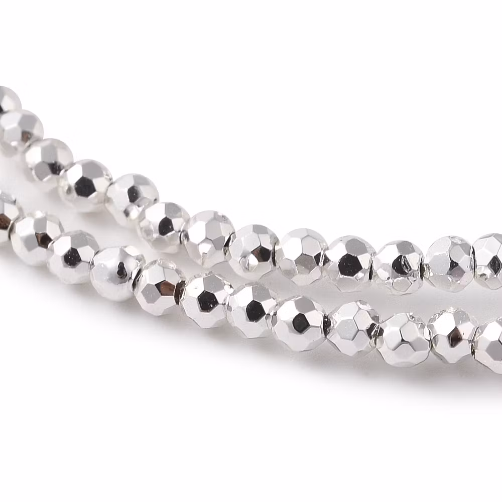 3506 Glaspärla fasett rund electro 2x2mm SILVER