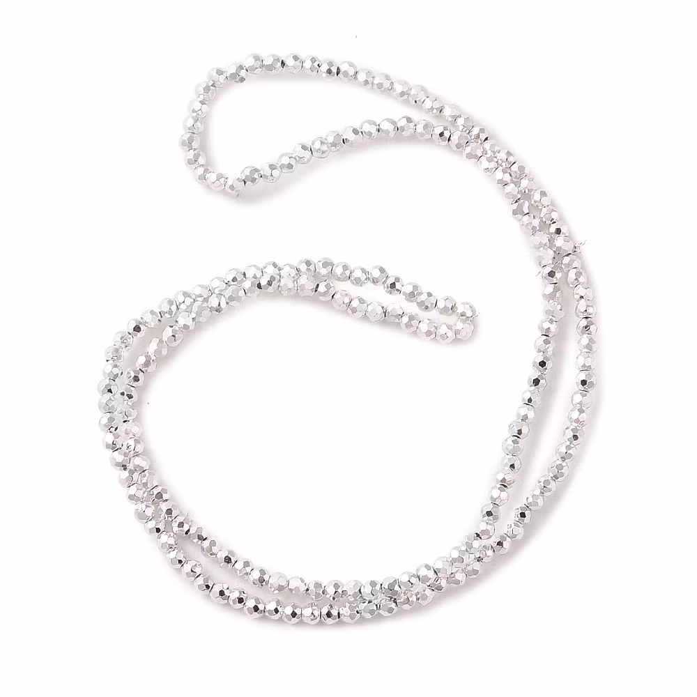 3506 Glaspärla fasett rund electro 2x2mm SILVER