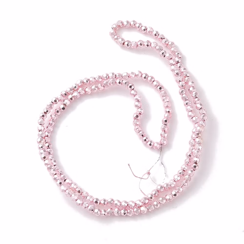 3507 Glaspärla fasett rund electro 2x2mm ROSA