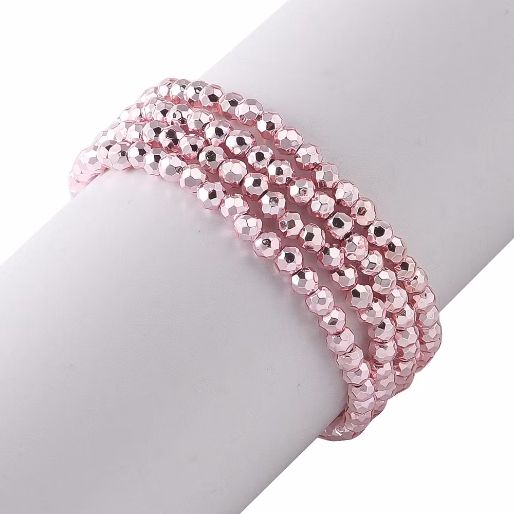 3507 Glaspärla fasett rund electro 2x2mm ROSA