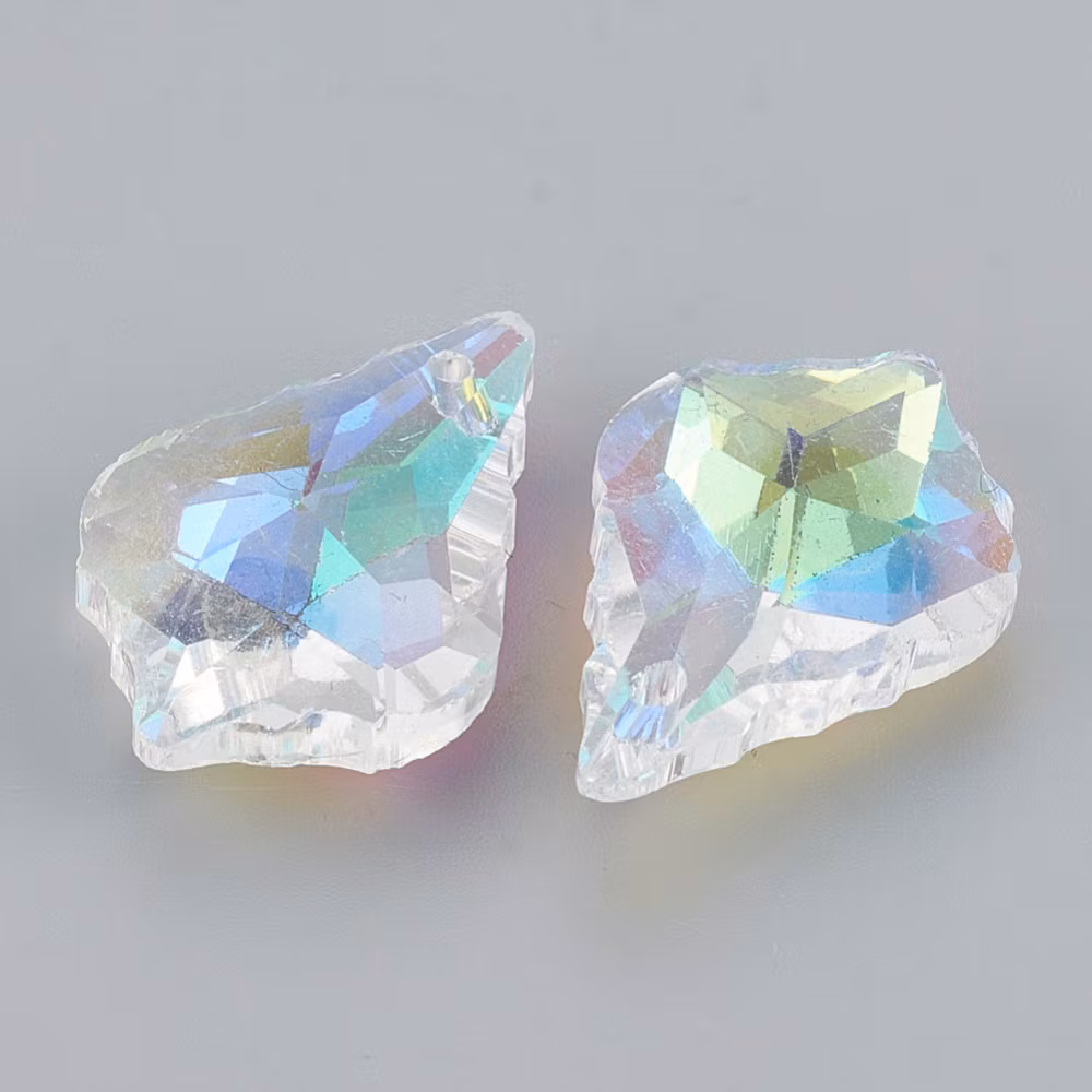 3668 glaspärlor lövprismor 22x16x8mm, 5stk